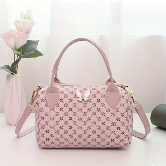 New Classic Butterfly Decor Boston Purse Bag, T1MIS - Picture 1 of 4